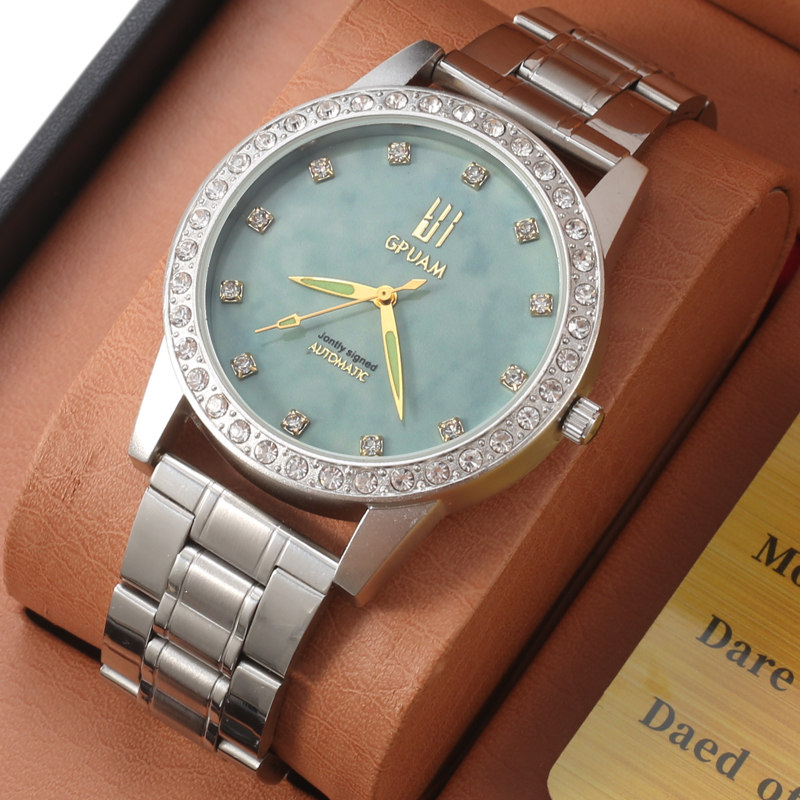 翡翠玉石情侣机械表大表盘镶钻男手表女自动机芯高级珠宝奢华腕表