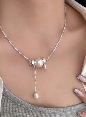 2026新款早春不规则串珠流苏法式时尚仿碎银项链女轻奢气质锁骨链