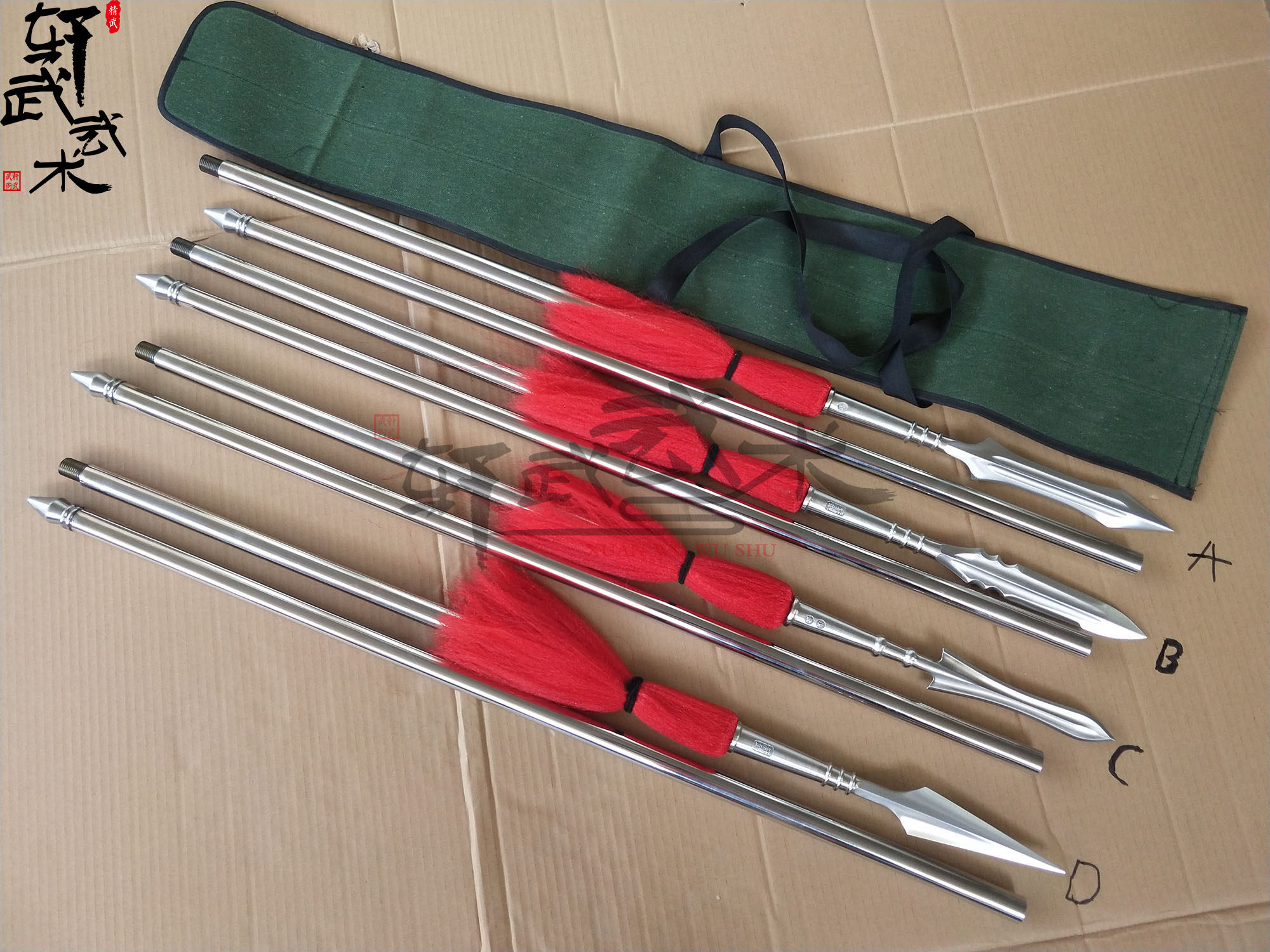 包邮武术不锈钢红缨枪表演长枪龙头小枪霸王枪可拆分体长枪未开刃