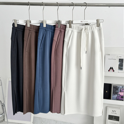 LL同款莫代尔空气层softstrome宽松遮肉半身裙开衩显瘦百搭直筒裙