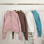 网红同款 半拉链高领宽松卫衣运动外套女秋冬加绒加厚休闲运动卫衣