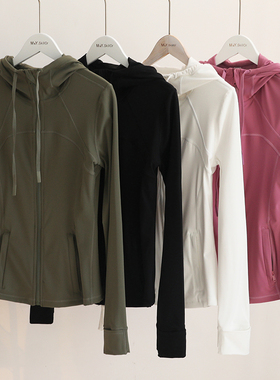 L~L~mon同款  女士磨毛连帽开衫瑜伽服秋冬修身显瘦运动夹克外套