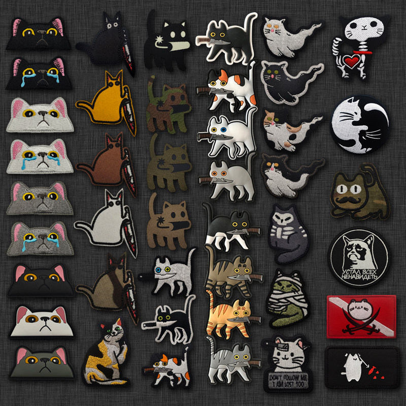 可爱猫咪猫猫头刺绣+夜光臂章魔术贴士气章补丁布贴背包贴徽章,运动包/户外包/配件,贴章/魔术贴章,淘宝优惠券,粉丝福利购,淘宝优惠卷
