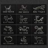 始祖十二生肖创意反光面料补丁徽章魔术贴臂章背包贴帽贴士气章