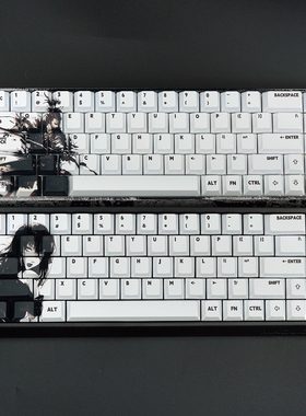 黑白动漫少女武士原厂正刻不透光pbt键帽适用磁轴美加狮fire68