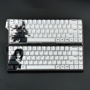 黑白动漫少女武士原厂正刻不透光pbt键帽适用磁轴美加狮fire68