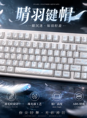 晴羽透光珠光工艺键帽ABS羽毛纹高颜值ev63/129键客制化wooting