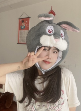 长耳朵兔子帽子拍照表演ins可爱