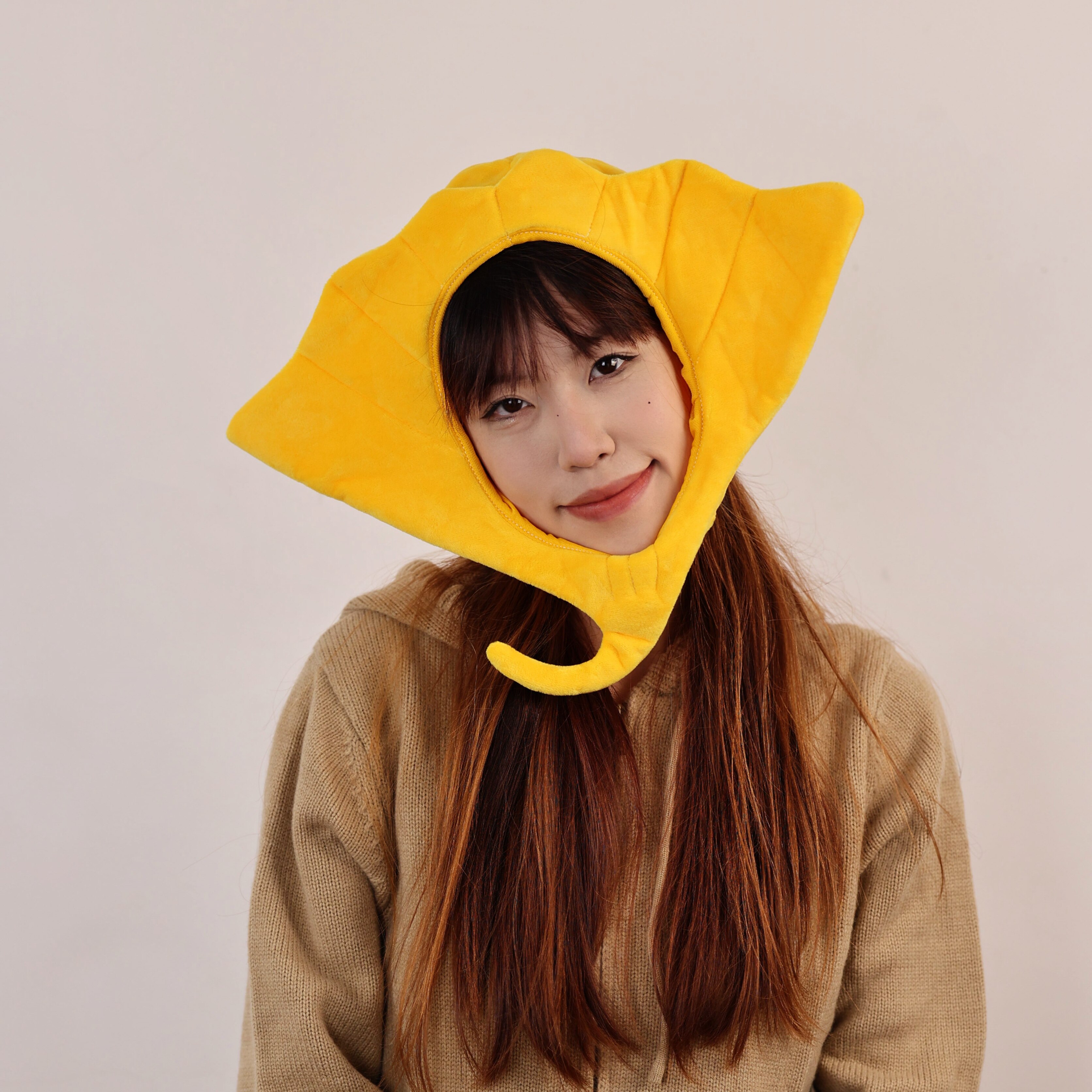 可爱搞怪卡通黄色银杏叶子头套帽子拍照创意派对表演道具个性帽子