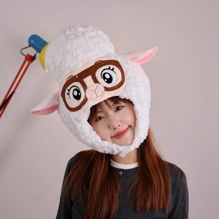 可爱搞怪卡通毛绒保暖绵羊市长头套帽子拍照摄影游乐场装扮道具