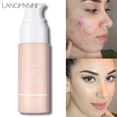 Langmanni Liquid foundation 粉底液 哑光控油遮瑕粉底欧美彩妆