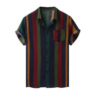 Shirts Men Hawaii Mens Shirt Blouse Casual Cotton Beach 衬衫