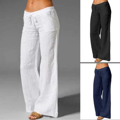 High Waist Casual Wide Leg Flare Pants纯色高腰休闲阔腿喇叭裤