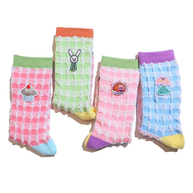 彩色趣味多巴胺薄中筒袜纯棉ins潮可爱卡通花边网眼少女袜孕妇袜,女士内衣/男士内衣/家居服,中筒袜,淘宝优惠券,粉丝福利购,淘宝优惠卷