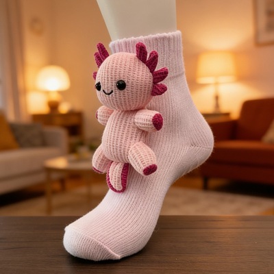 春季新品Animal Socks可爱动物袜针织地板袜保树懒公仔毛绒玩偶袜