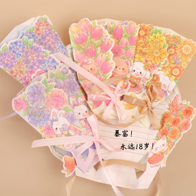 节日通用鲜花立体贺卡心意留言卡