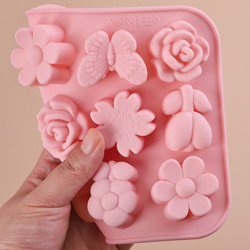 12连烤箱花朵果冻烘焙硅胶模具