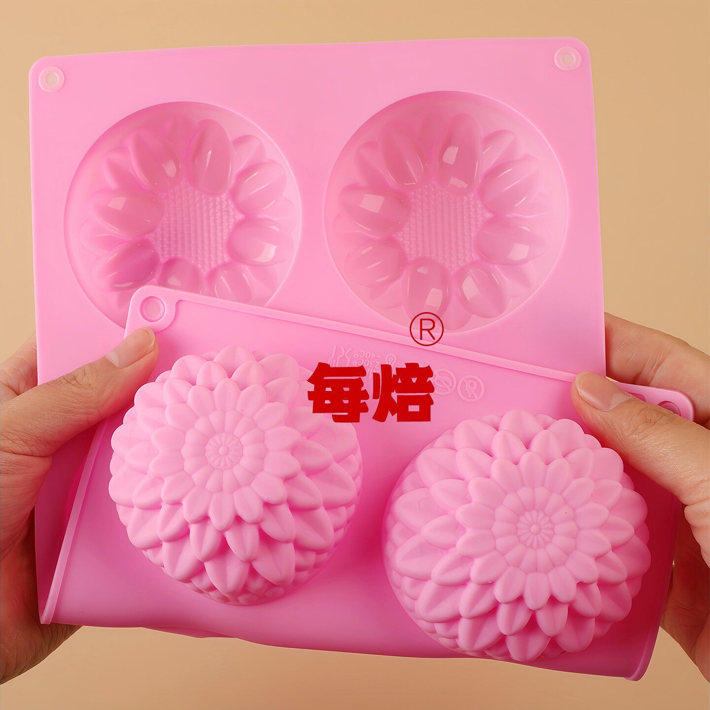 6连立体圆形花向日葵DIY大号手工皂硅胶模具自制冷皂奶皂精油肥皂