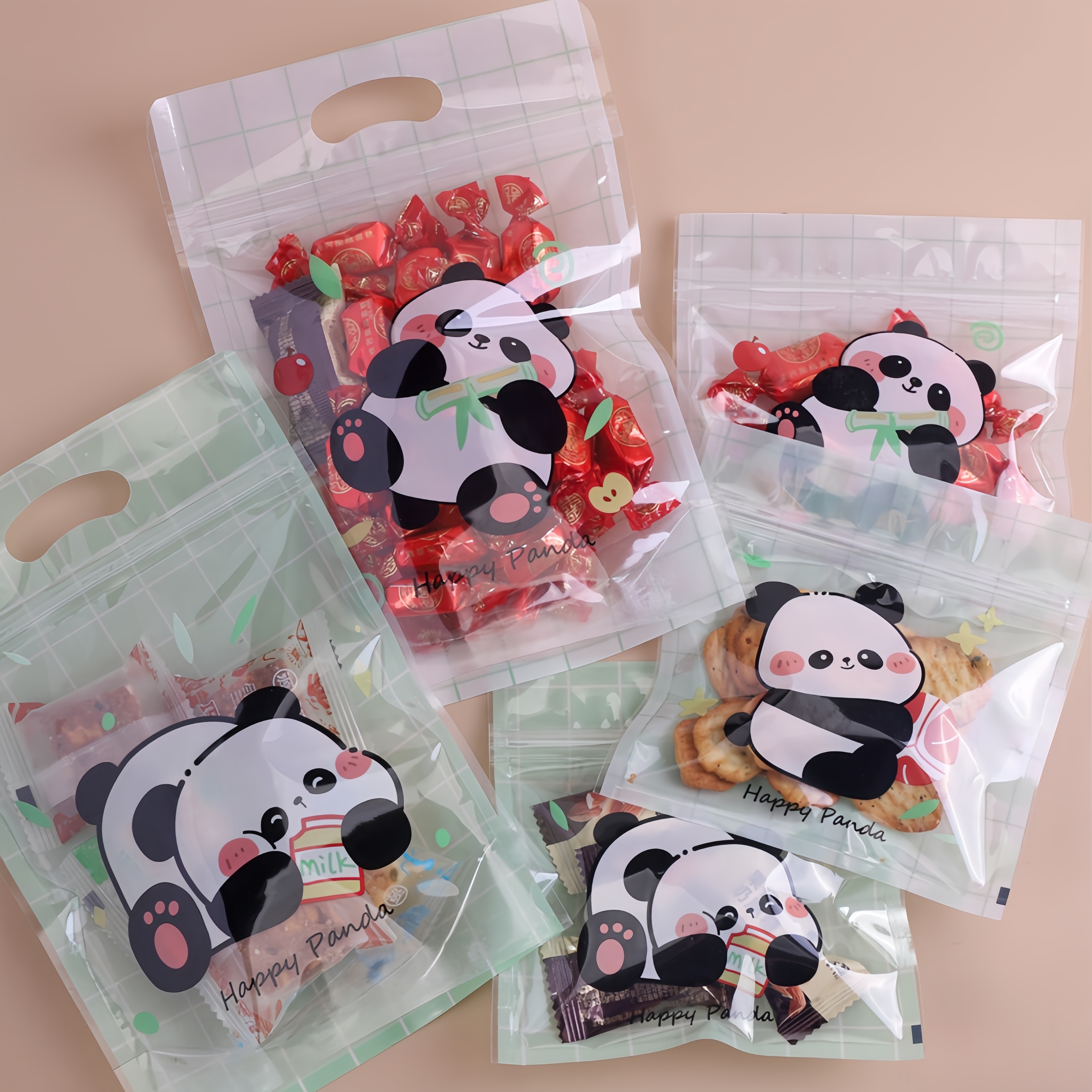 小清新熊猫panda糖果零食密封袋手工烘焙曲奇雪花酥饼干DIY礼物袋