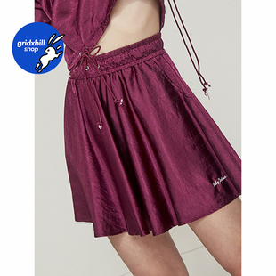 CENTAUR 5折 现货 BABY 刺绣酒红色抽绳百褶A字半裙18OA06 18春夏