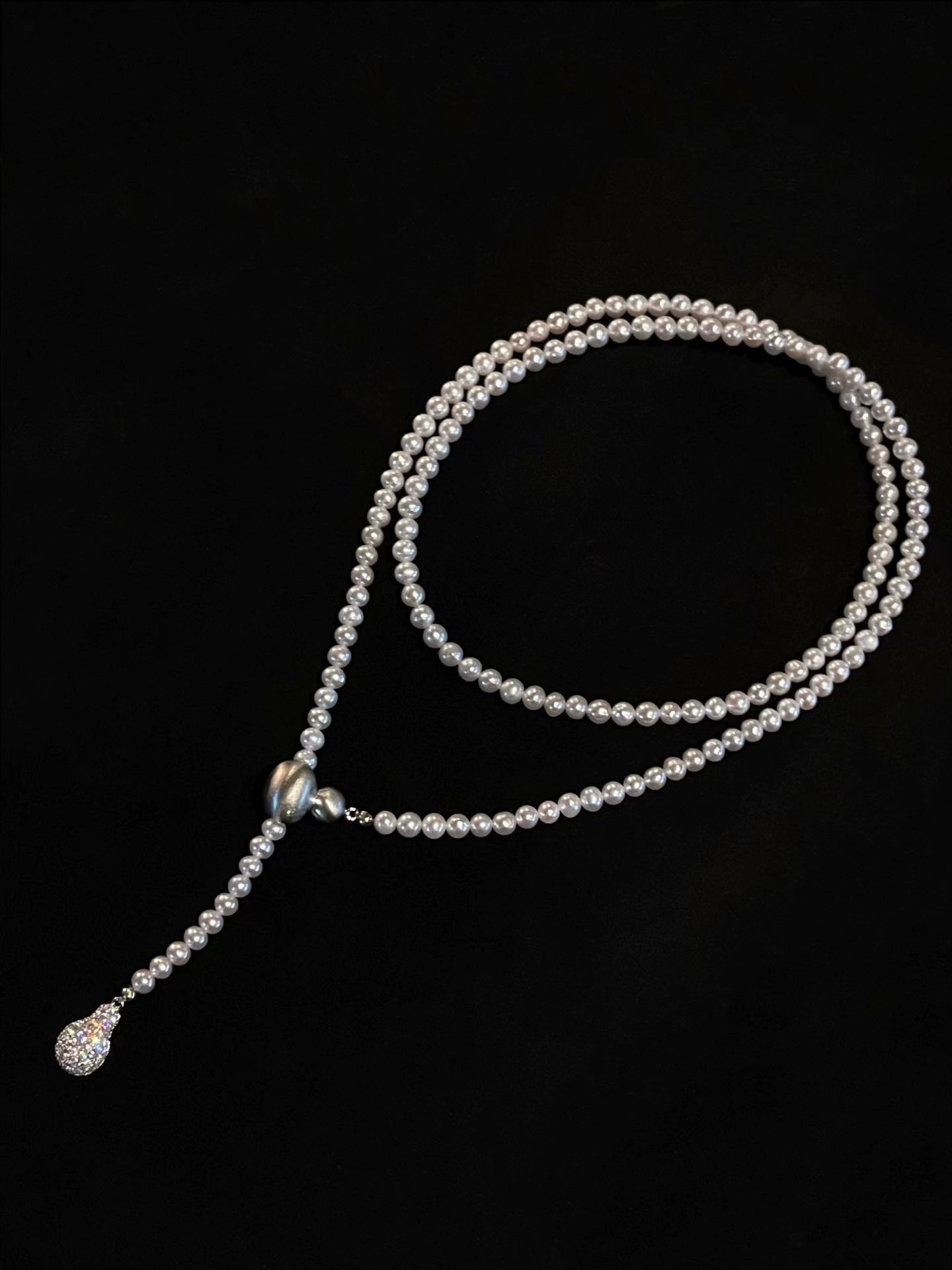 淡水真珍珠项链毛衣链6-7正品强光长款项链送女友礼物