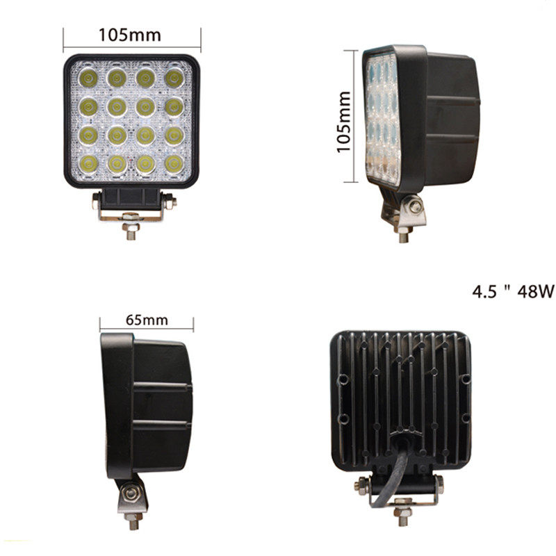 LED 노란색 빛 작업 조명 27W 48W 오프로드 차량 지붕 스포트라이트 자동차 수정 경트럭 빛 12V|24V 범용