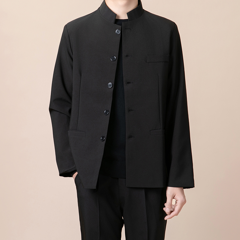 高级感痞帅新中式中山装外套男春秋休闲免烫立领中国风西装外套潮