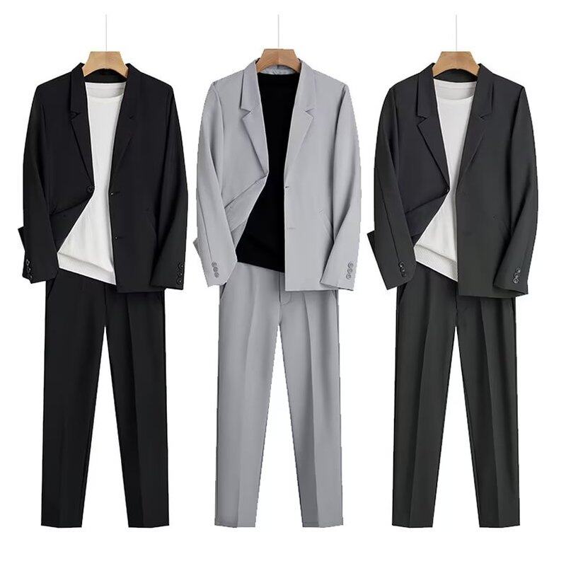 春秋薄款小西服男韩版修身痞帅休闲抗皱西装外套学生帅气表演套装