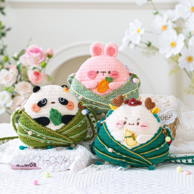 新妈咪手作萌趣粽子包手工编织diy钩针手编二号线自制材料包