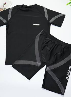 新款男士游泳衣游泳套装青少年成人男性加大码游泳衣男款训练泳装