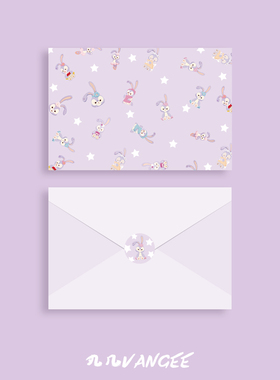 紫色兔子星黛露生日礼物贺卡ins网红礼品卡片感恩留言感谢明信片