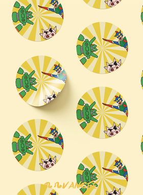 圆形卡通贴纸可爱蜡笔小新小贴纸左卫门动感超人贴画不干胶封口贴