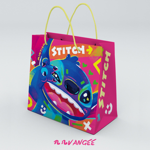 卡通史迪仔STITCH礼品纸袋生日伴手礼物网红手绘可爱史迪奇手提袋