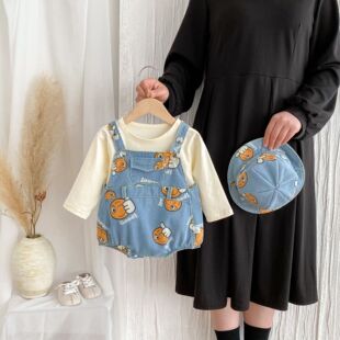 婴儿牛仔背带裤男宝背带短裤男婴夏装裤子宝宝三角包屁裤休闲衣服