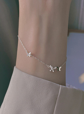 s925纯银蝴蝶手链2024年新款爆款手环轻奢小众设计高级感闺蜜手饰