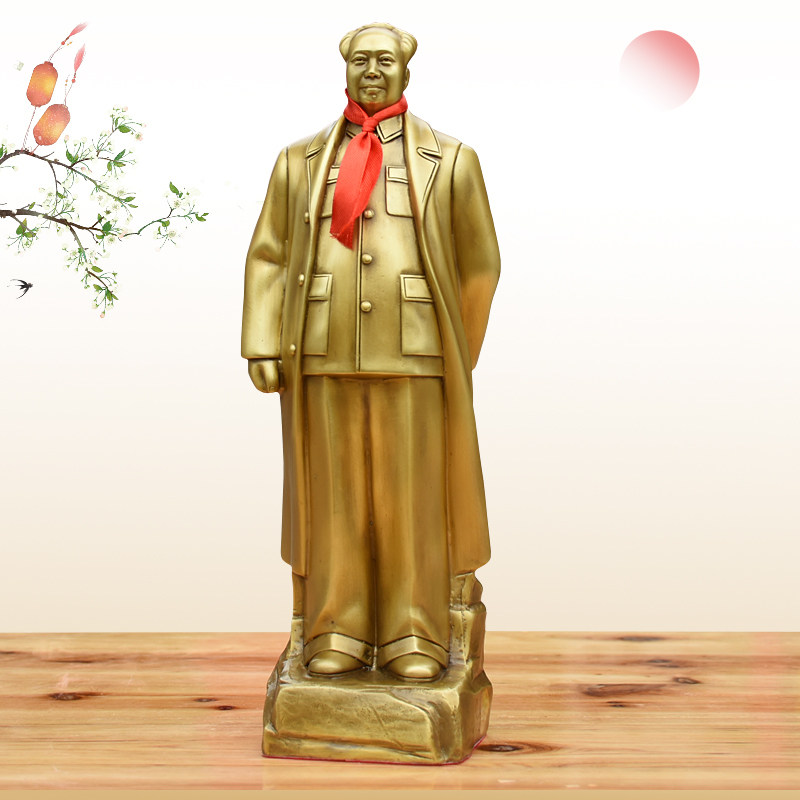 毛爷爷主席风衣雕塑像全铜摆件