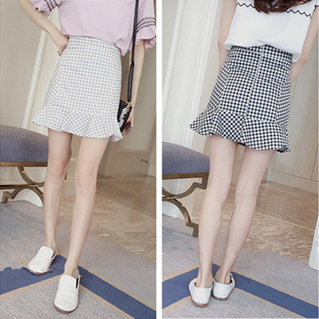 小清新碎花包臀裙女夏高腰显瘦荷叶边A字裙 学生甜美黑白格子短裙|msdalam kategori Butik wanita / wanita, skirt - dari Buy2taobao.com untuk memberikan perkhidmatan ejen Taobao profesional membeli
