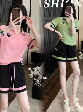 气质时尚套装新款夏季韩版休闲宽松洋气短袖跑步短裤运动服两件套