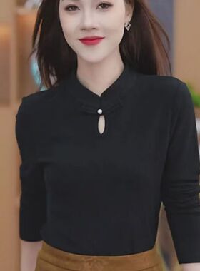 德绒T恤春秋冬新款修身圆领保暖百搭显瘦薄绒休闲女士富婆打底衫