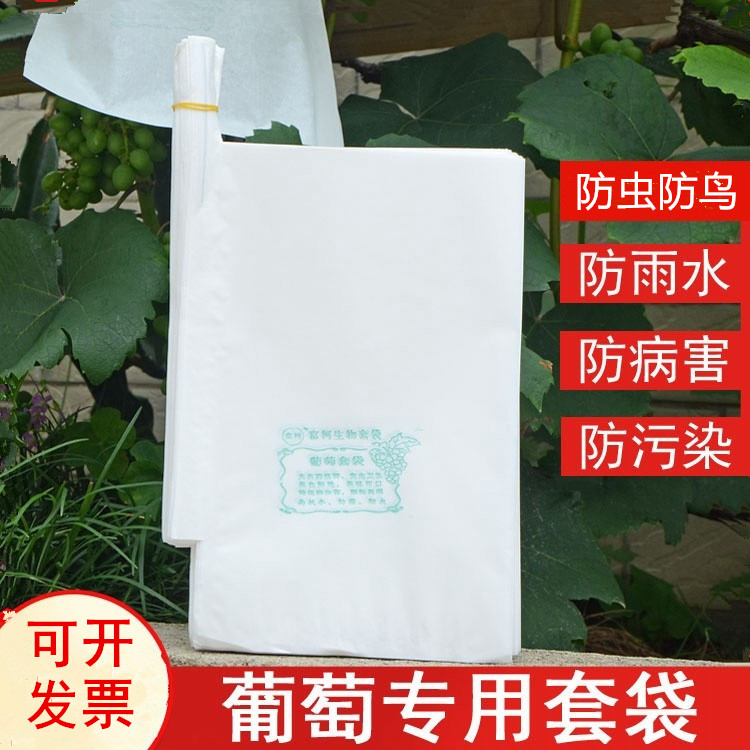 白色全木浆通用葡萄套袋葡萄果袋防水防虫带防鸟带铁丝气孔防晒袋