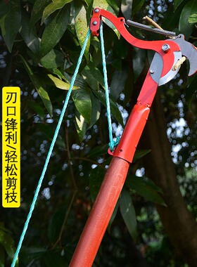 伸缩高枝剪带绳子摘果器高空剪刀头树枝剪刀高空修剪树枝园林工具