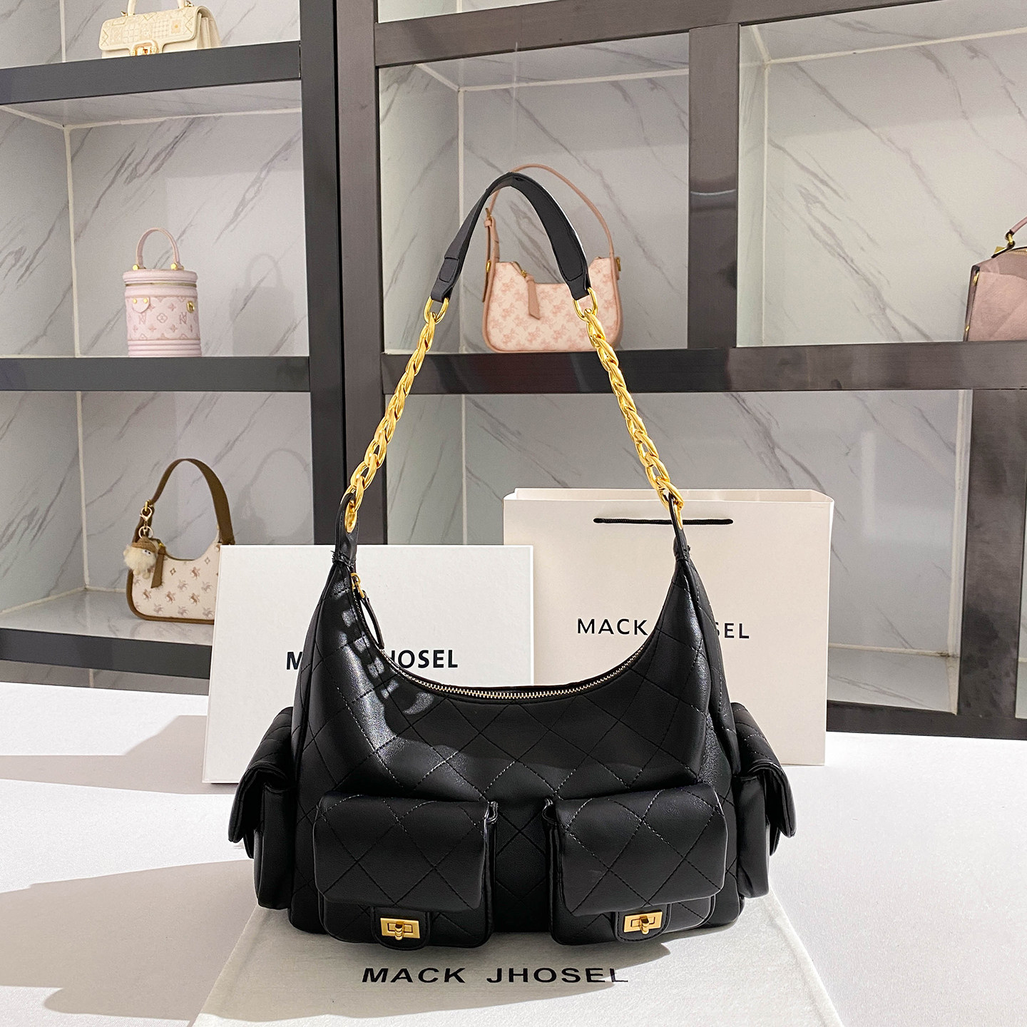 MackJhosel小香风大容量机车包包2025秋冬新款高级感链条腋下包