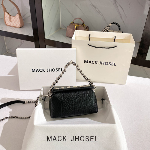 MACKJHOSE黑色褶皱链条盒子包包