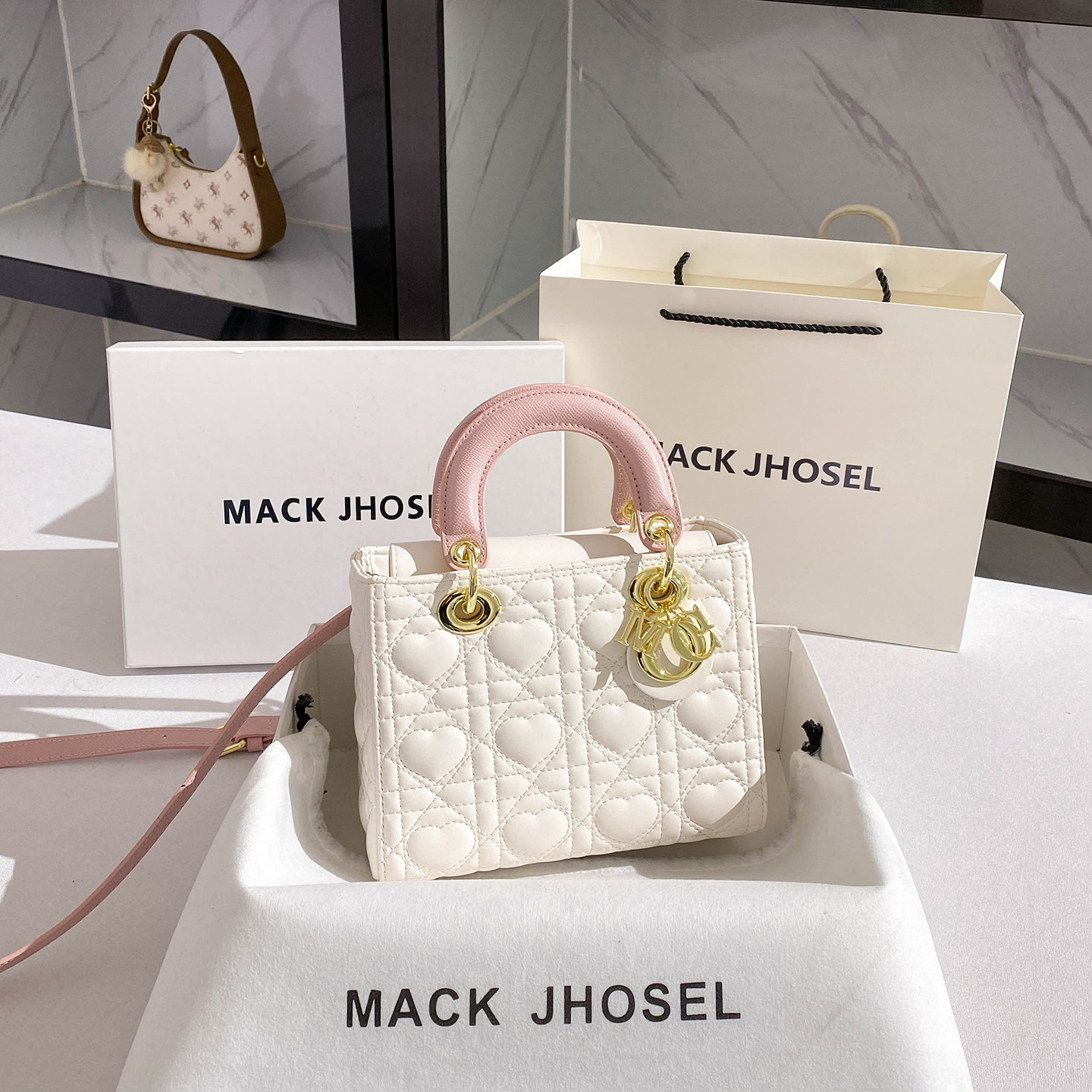 MACK JHOSEL轻奢小香风菱格戴妃包包2026新款手提包高级感小方包,箱包皮具/热销女包/男包,胸包,淘宝优惠券,粉丝福利购,淘宝优惠卷