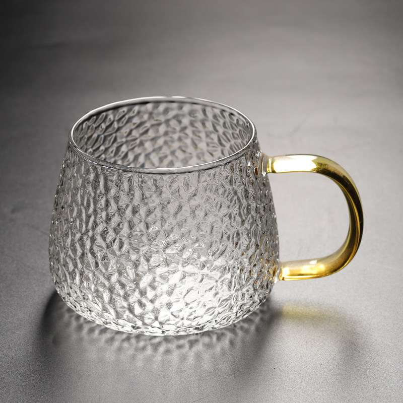 锤纹玻璃杯牛奶果汁杯女带把手泡茶杯高颜值杯子家用水杯套装可爱,餐饮具,玻璃杯,淘宝优惠券,粉丝福利购,淘宝优惠卷