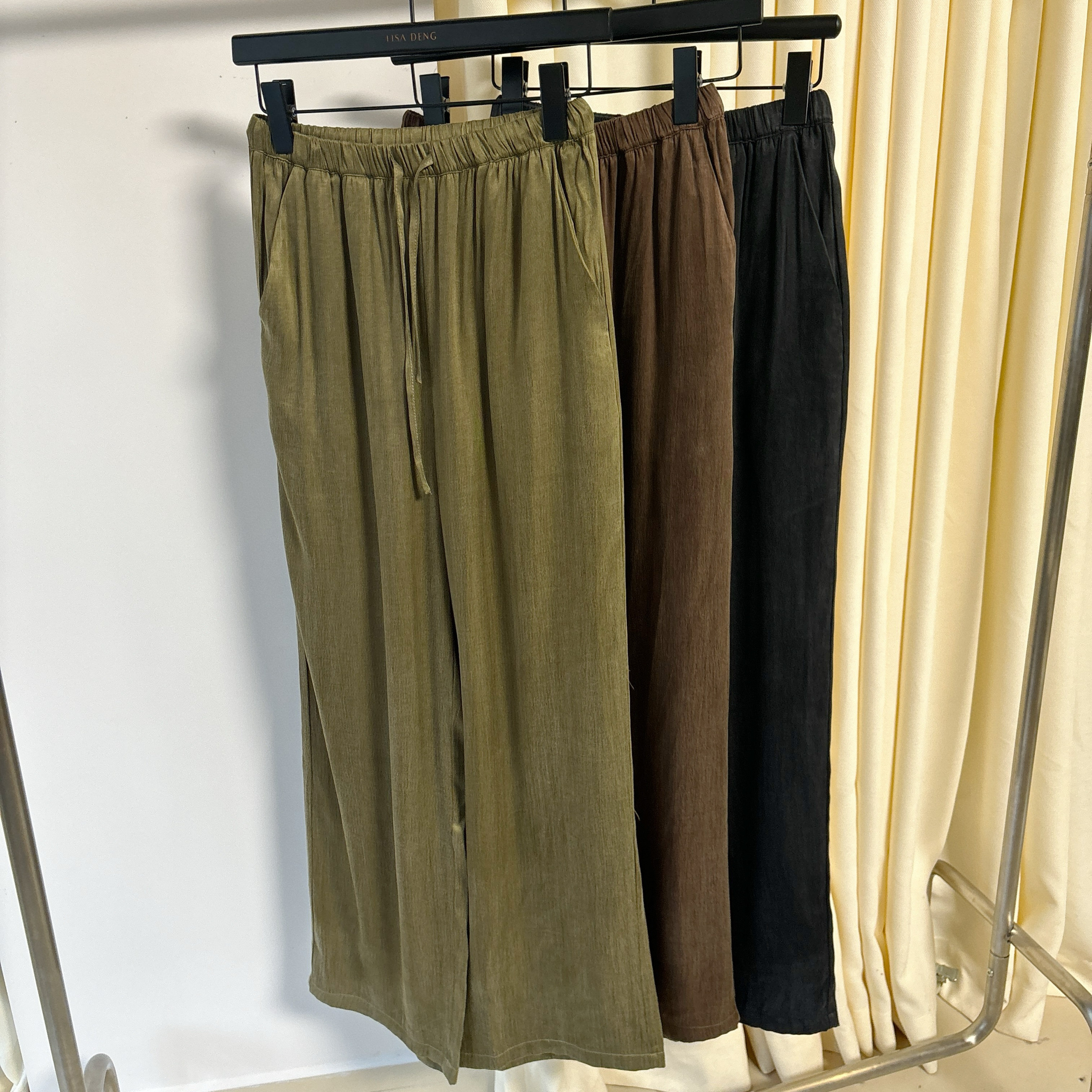 LISADENGEE【给你自由】鎏光软黄金高定雾霾感雾面香云纱质感长裤