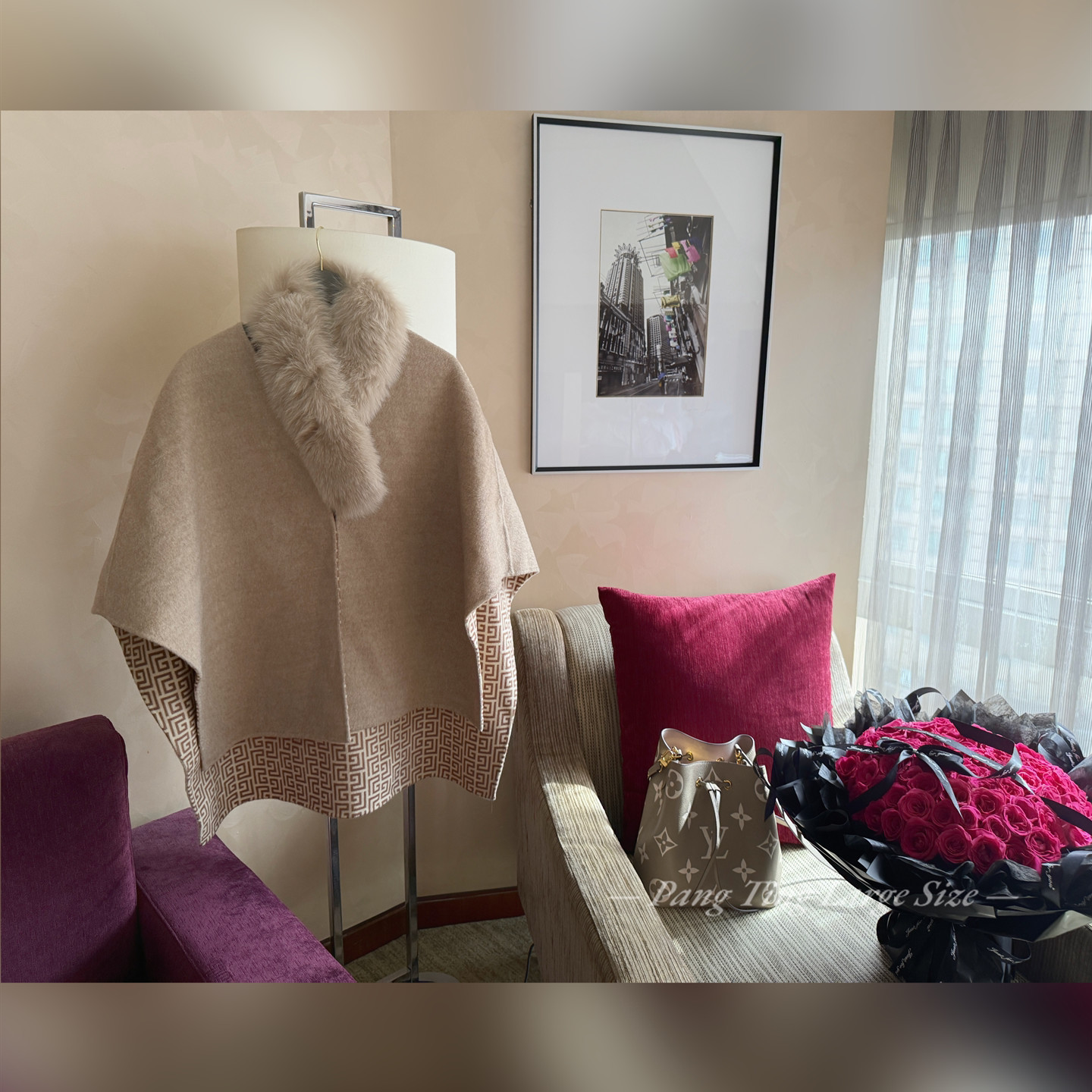 胖婷大码「FF斗篷大衣」狐狸毛