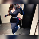 定制 胖婷大码 「纤腰密语」V领针织连衣裙