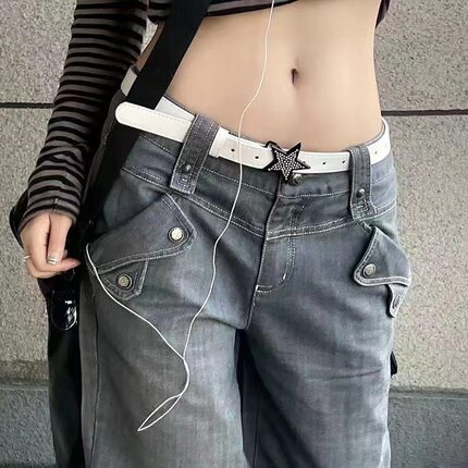 新款ins风辣妹高级感牛仔裤星星女皮带潮美式复古个性腰裤带腰带