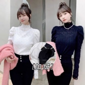 高领茶会名媛蕾丝上衣送加绒吊带洋气两件套 韩版 卡卡女装 官方正品